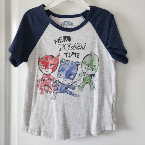 PJ Masks Super Hero Power Time Raglan T Shirt Top Kids Size 5T Disney - Picture 5 of 10